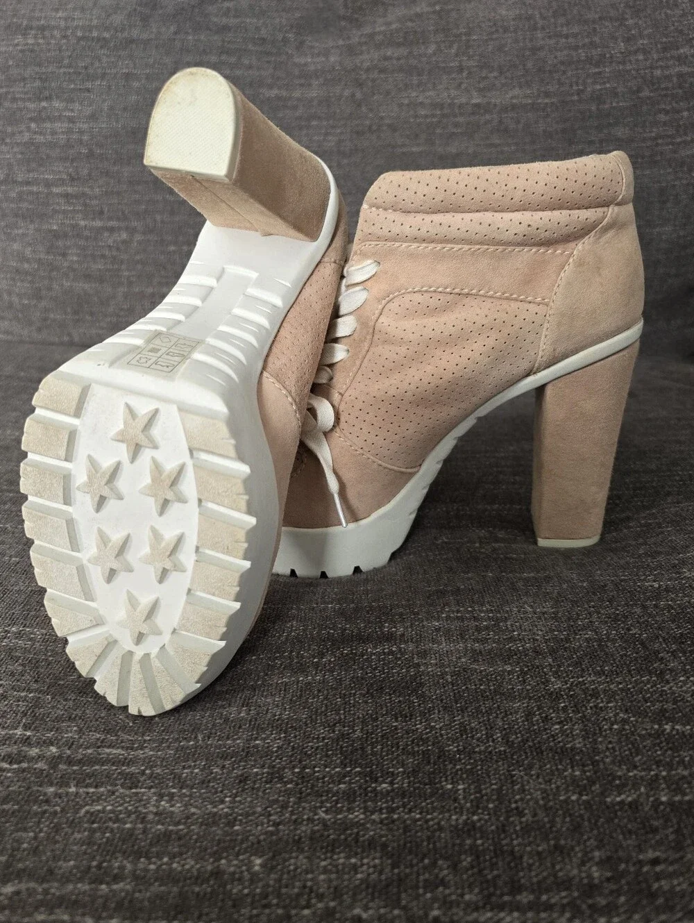 ALDO Nemyra Chunky Heeled Suede Leather Platform Tan Shoes - Size 9